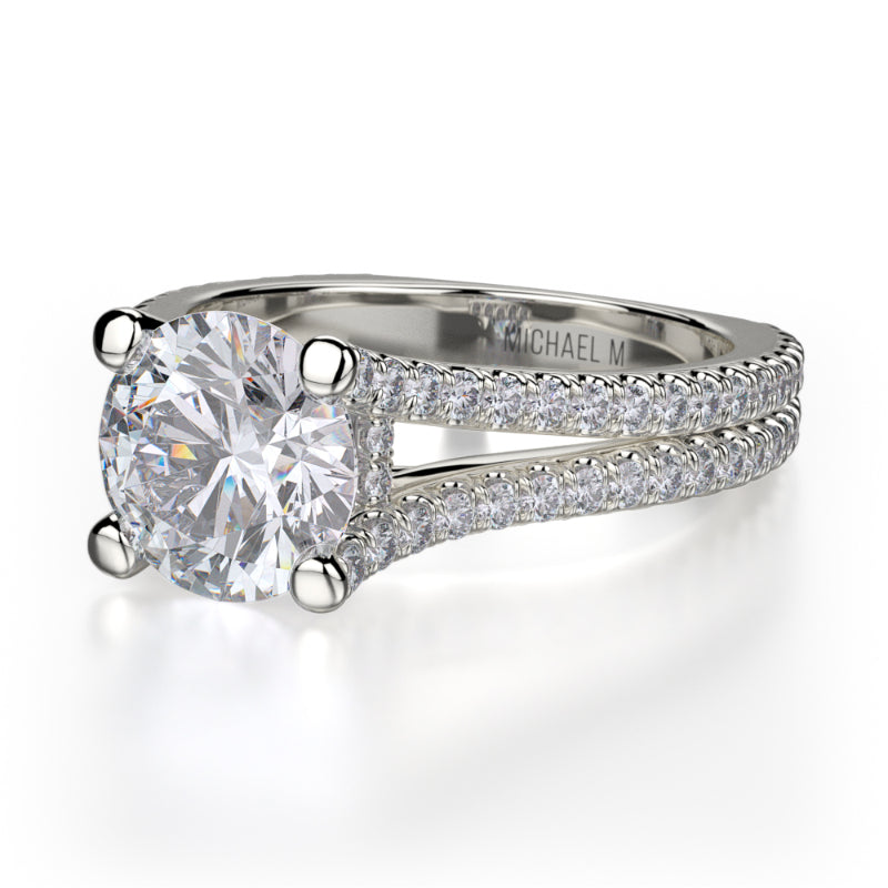 Michael M 18k White Gold Europa Engagement Ring
