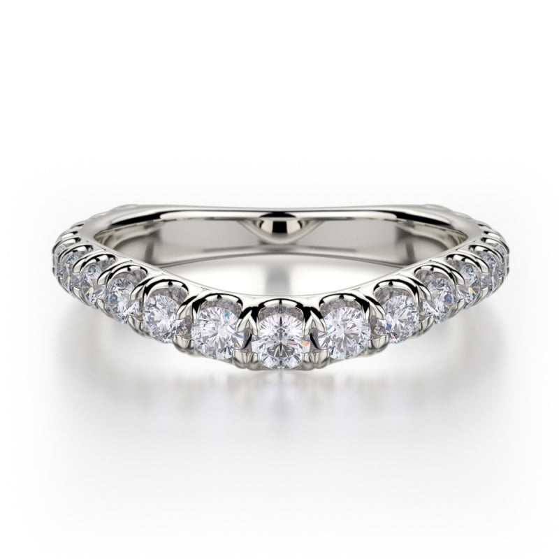 Michael M 18k White Gold Diamond Europa Curved Women's Wedding
