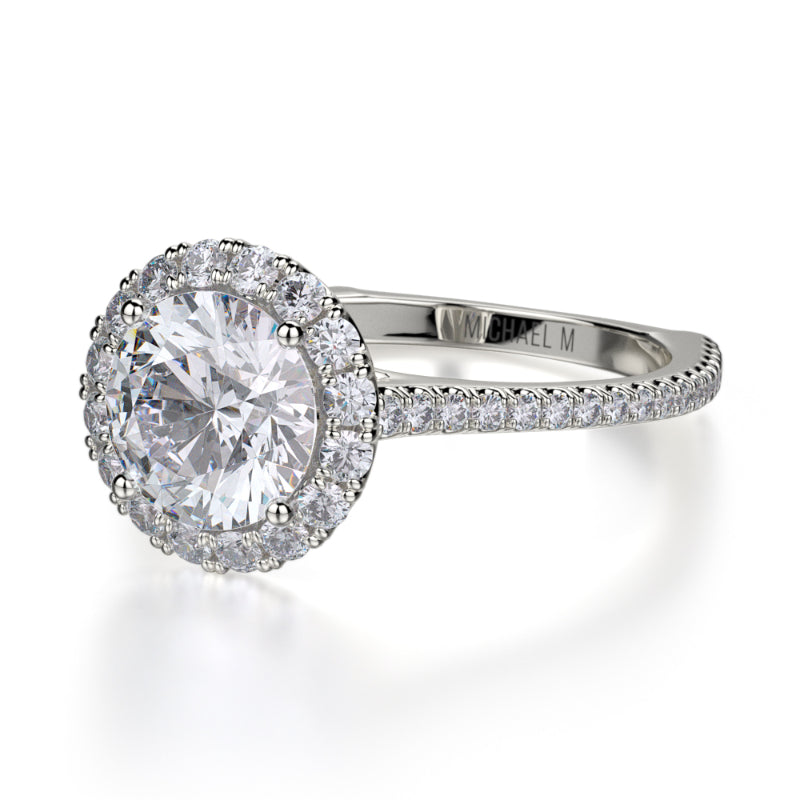 Michael M 18k White Gold Halo Engagement Ring