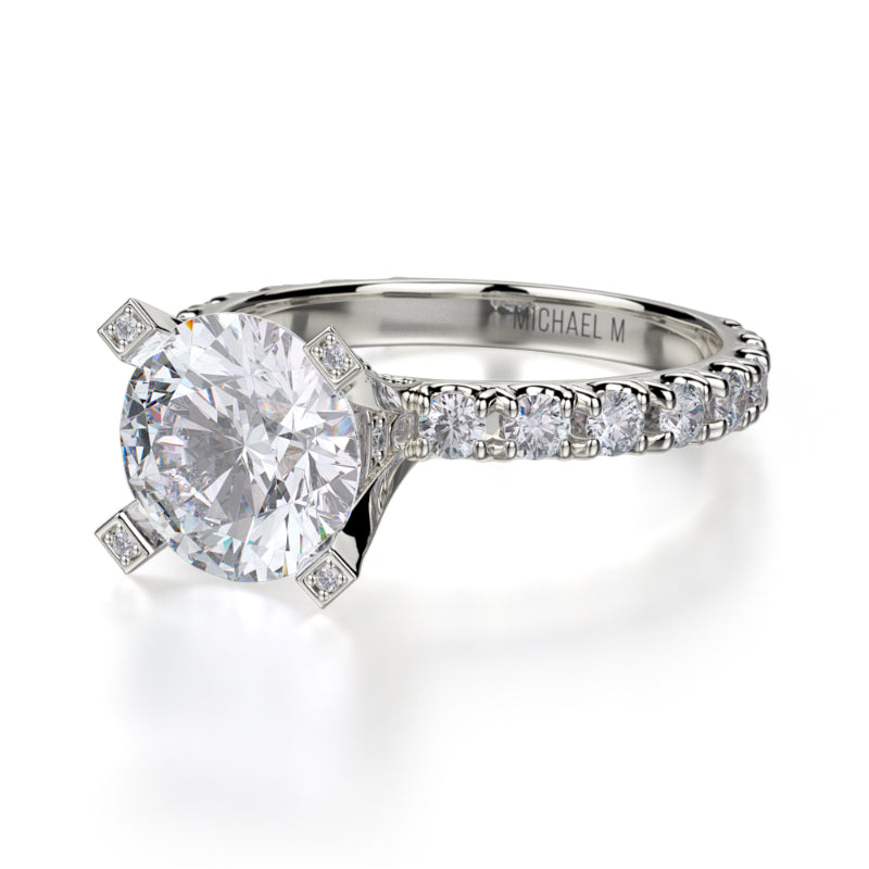 Michael M 18k White Gold Europa Engagement Ring