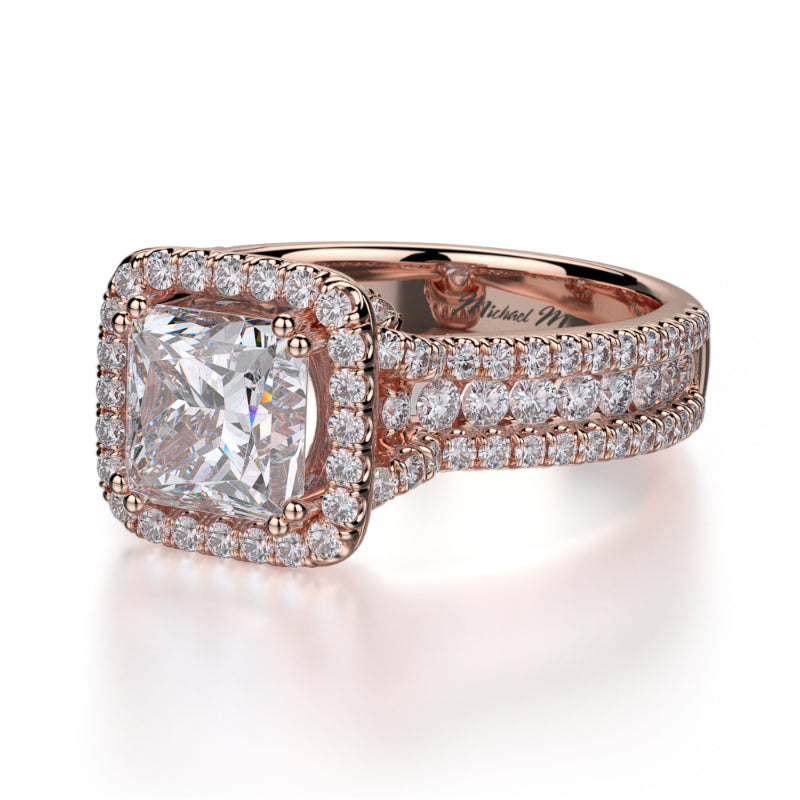 Michael M 18k Rose Gold Princess Engagement Ring