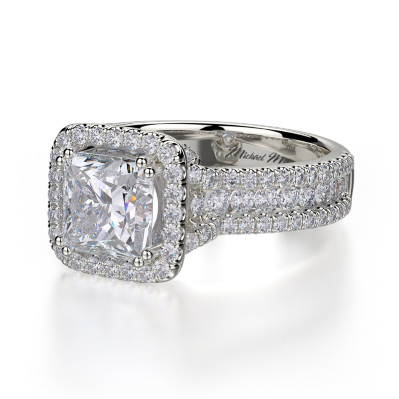 Michael M 18k White Gold Princess Engagement Ring