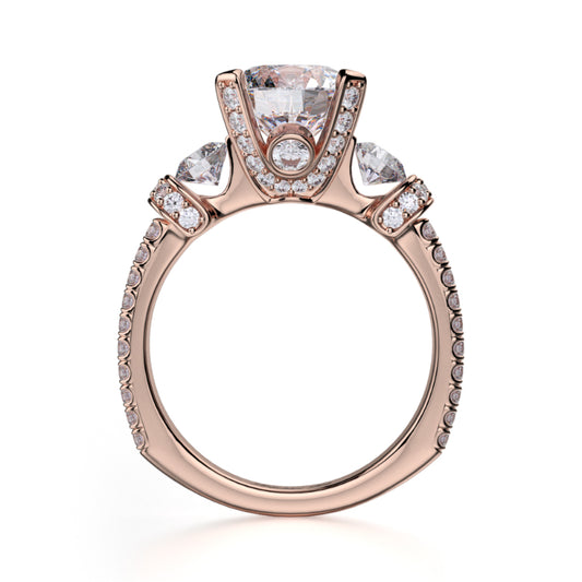 Michael M 18k Rose Gold Trinity Engagement Ring