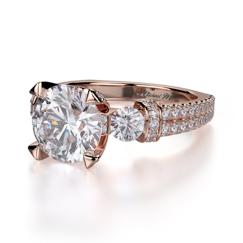 Michael M 18k Rose Gold Trinity Engagement Ring
