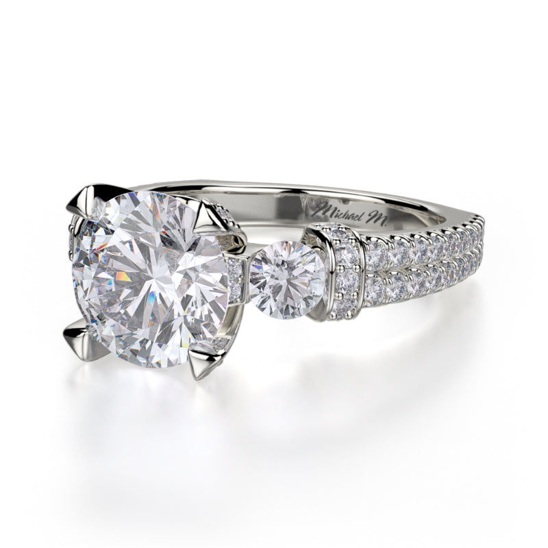 Michael M 18k White Gold Trinity Engagement Ring