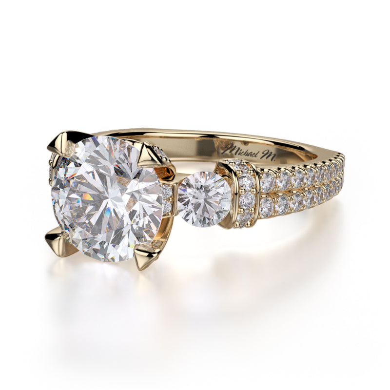 Michael M 18k Yellow Gold Trinity Engagement Ring