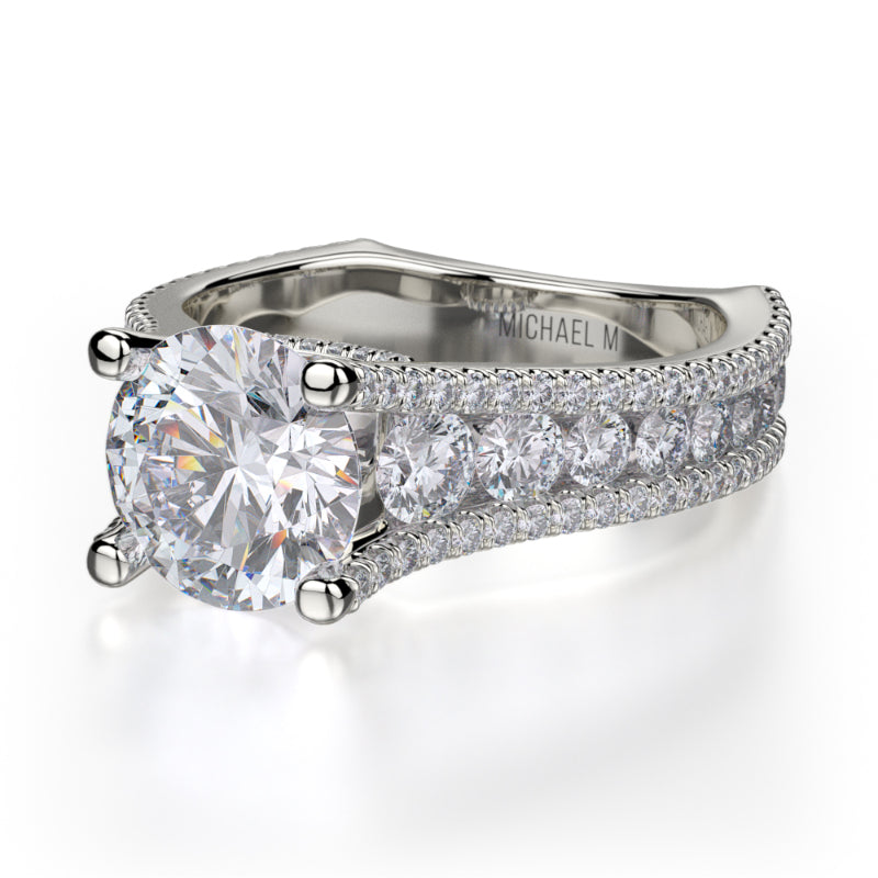 Michael M 18k White Gold Strada Engagement Ring