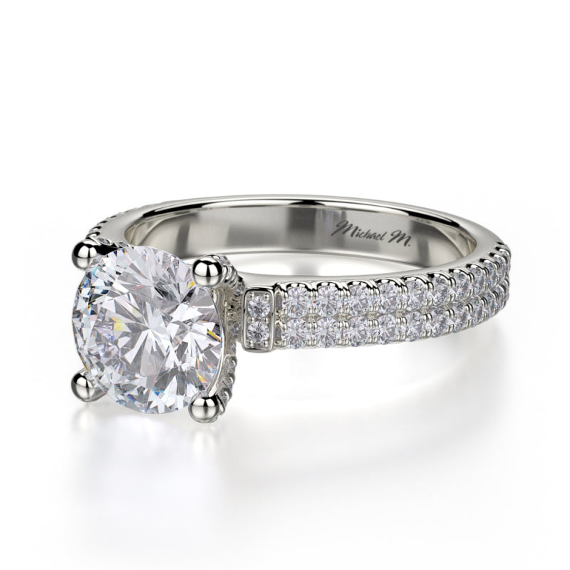 Michael M 18k White Gold Europa Diamond Straight Engagement Ring