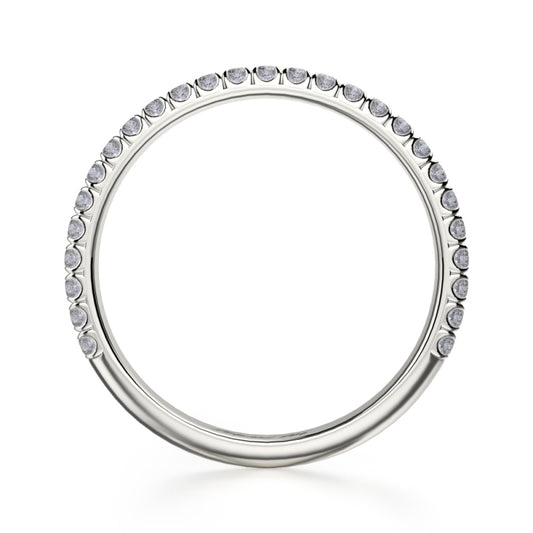 Michael M 18k White Gold Diamond Europa Curved Women's Wedding Band