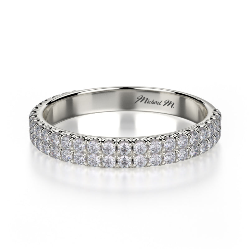 Michael M 18k White Gold Diamond Europa Curved Women's Wedding Band