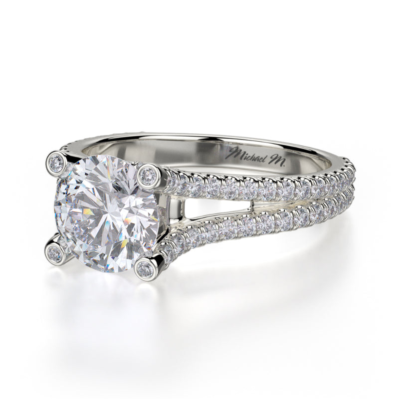 Michael M 18k White Gold Europa Engagement Ring