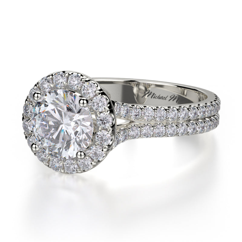 Michael M 18k White Gold Europa Engagement Ring