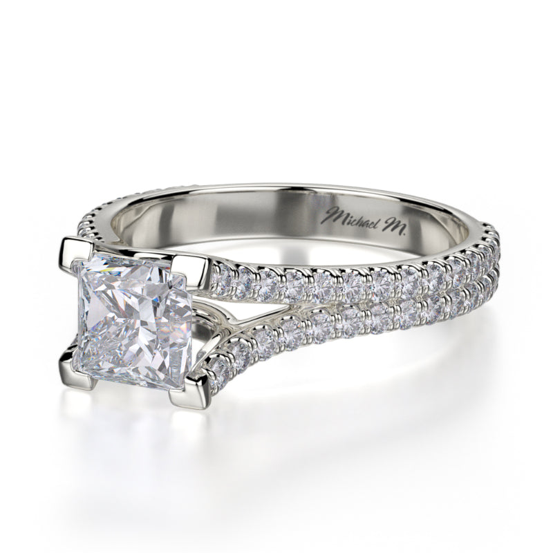 Michael M 18k White Gold Europa Engagement Ring