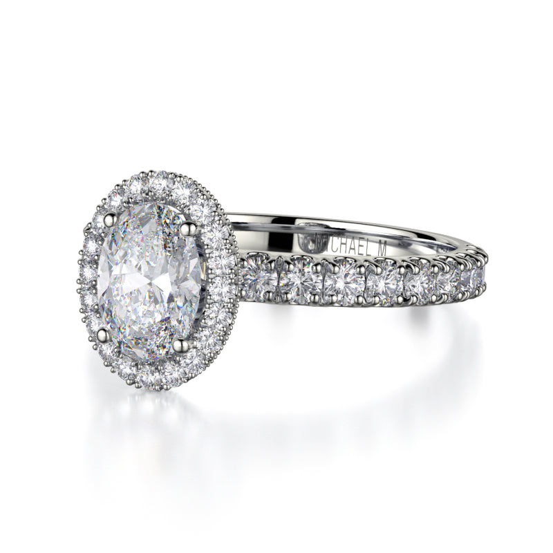 Michael M 18k White Gold Halo Engagement Ring