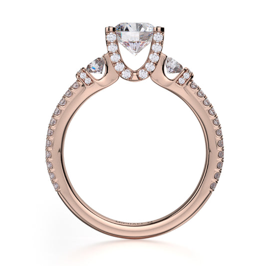 Michael M 18k Rose Gold Trinity Engagement Ring