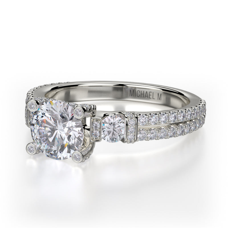 Michael M 18k White Gold Trinity Engagement Ring