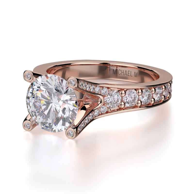 Michael M 18k Rose Gold Love Engagement Ring