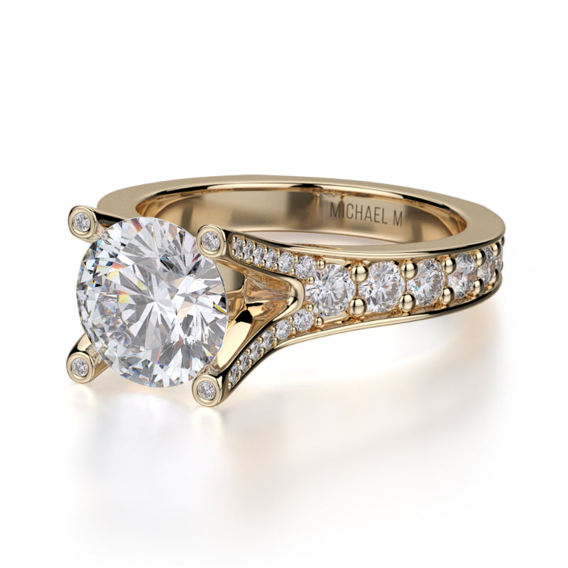 Michael M 18k Yellow Gold Love Engagement Ring