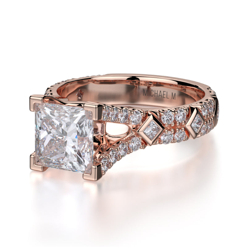 Michael M 18k Rose Gold Europa Engagement Ring