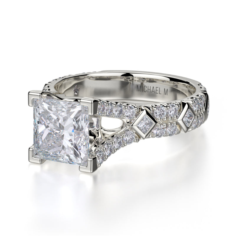Michael M 18k White Gold Europa Engagement Ring