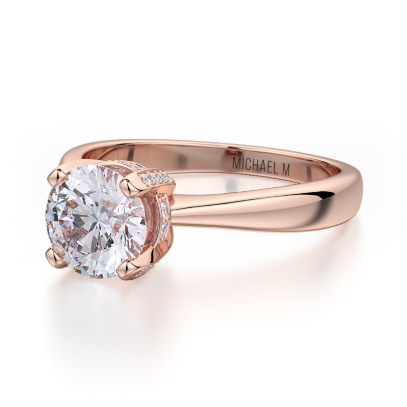 Michael M 18k Rose Gold Love Engagement Ring