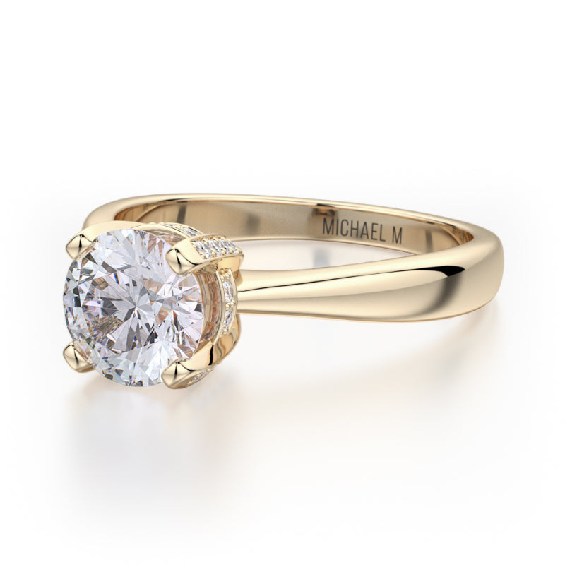 Michael M 18k Yellow Gold Love Engagement Ring