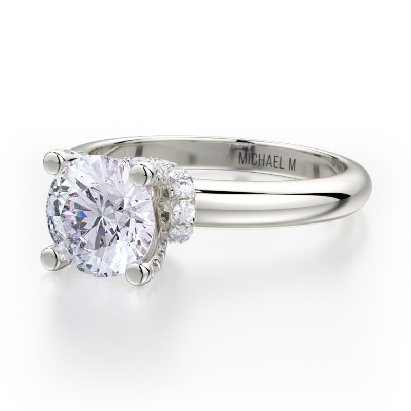 Michael M 18k White Gold Love Diamond Solitaire Engagement Ring