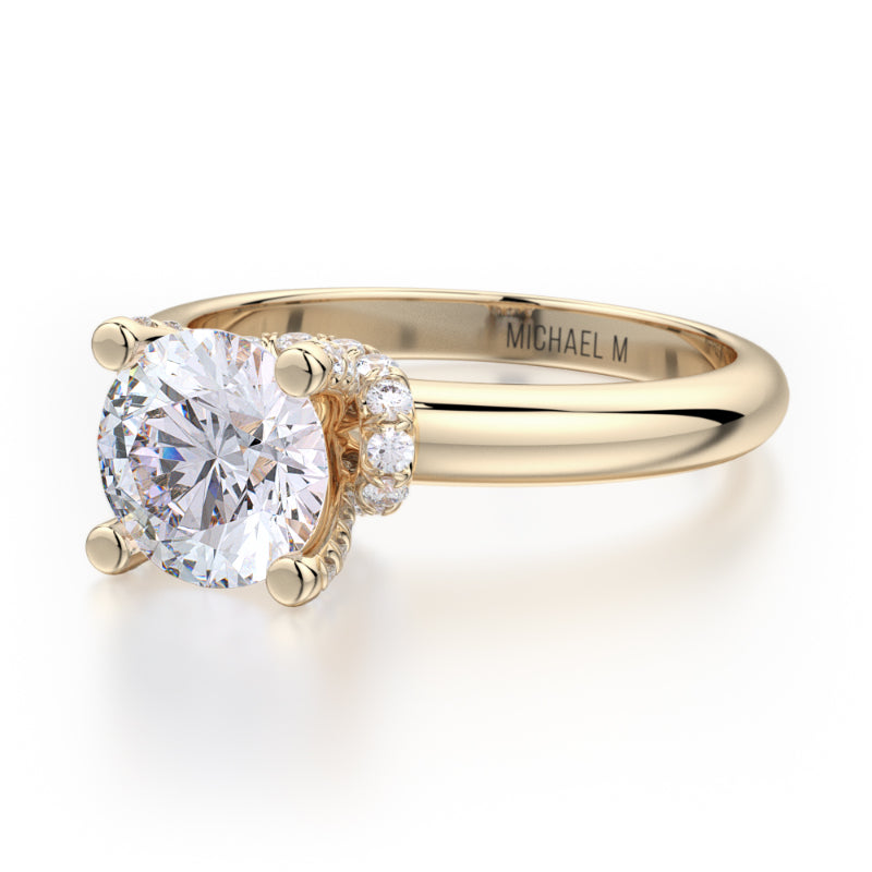 Michael M 18k Yellow Gold Love Engagement Ring