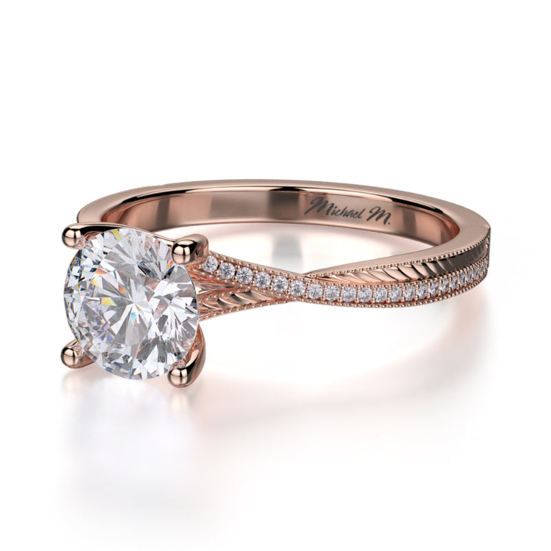 Michael M 18k Rose Gold M Engagement Ring