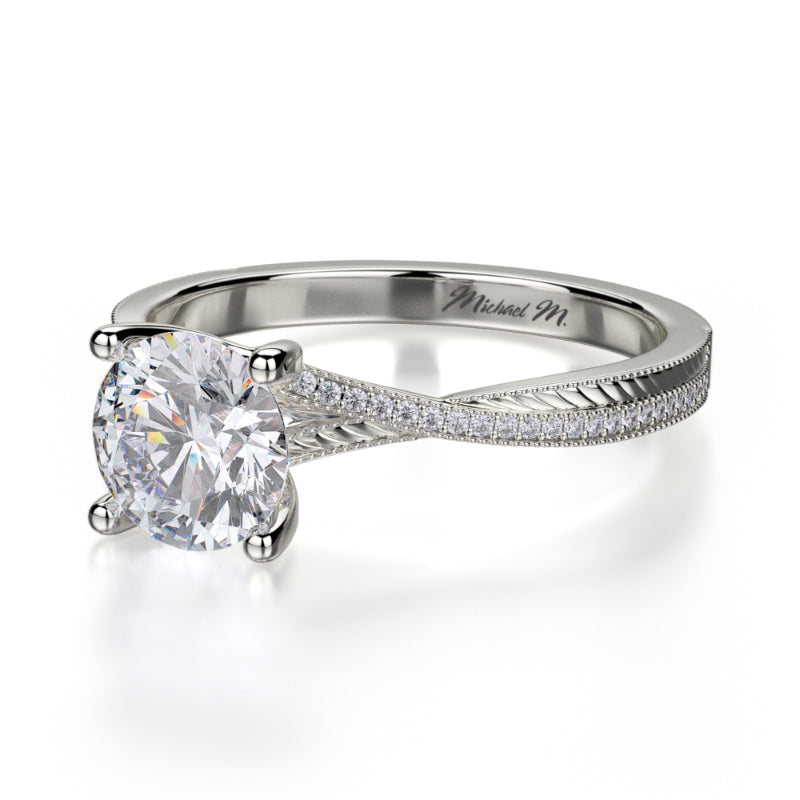 Michael M 18k White Gold M Engagement Ring