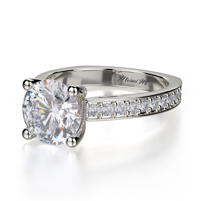 Michael M 18k White Gold Love Engagement Ring