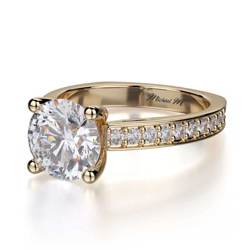 Michael M 18k Yellow Gold Love Engagement Ring