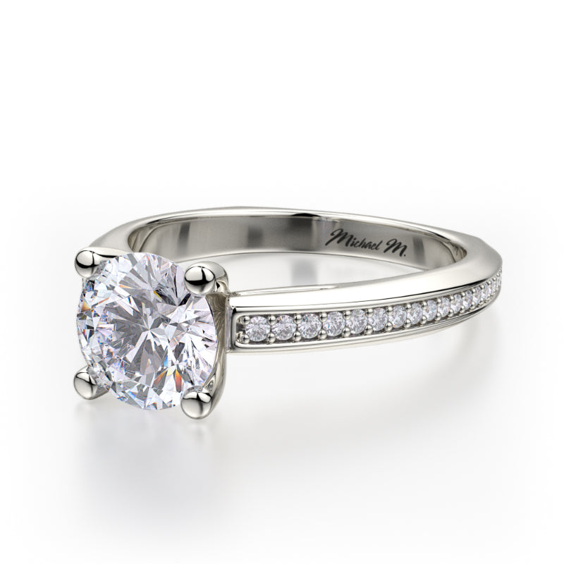Michael M 18k White Gold M Engagement Ring