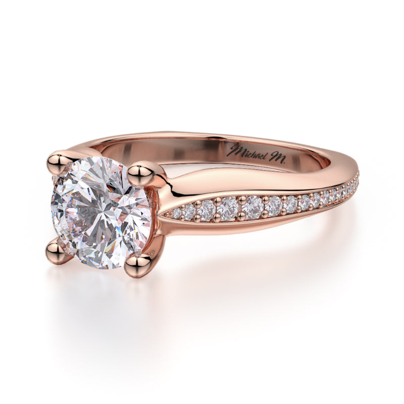 Michael M 18k Rose Gold M Engagement Ring