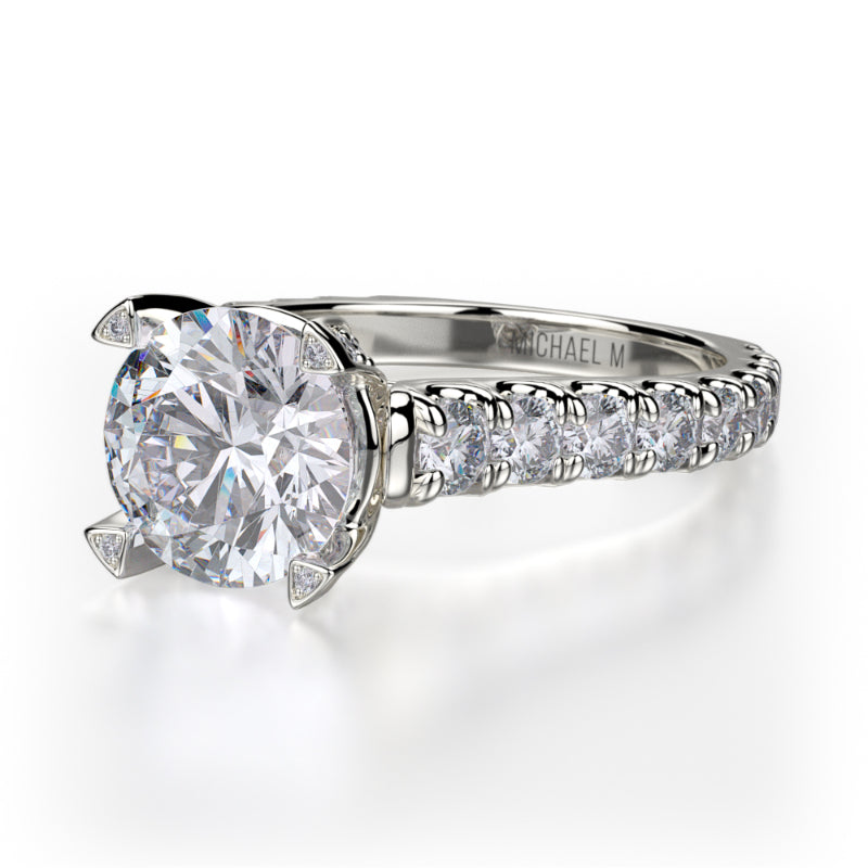 Michael M 18k White Gold Stella Engagement Ring