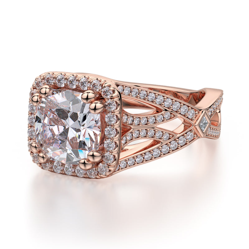 Michael M 18k Rose Gold Princess Engagement Ring