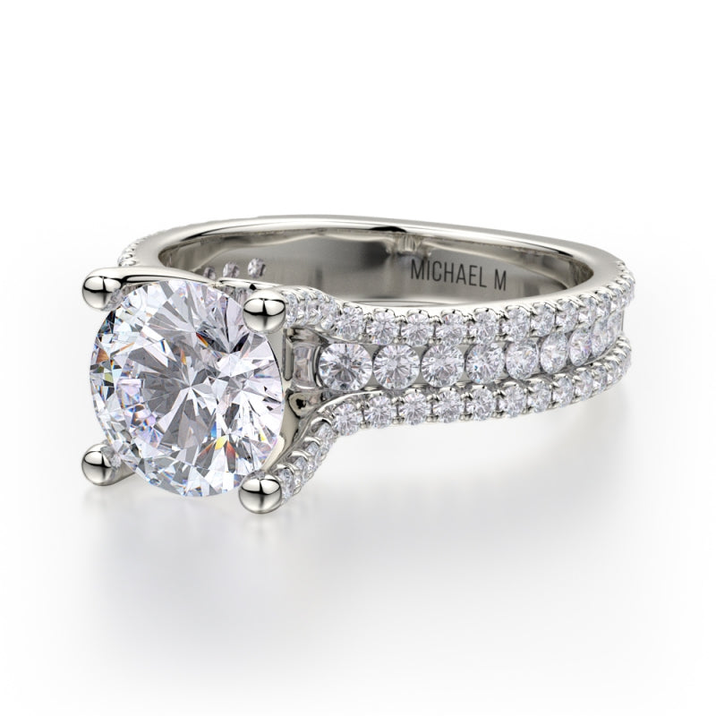 Michael M 18k White Gold Strada Diamond Straight Engagement Ring
