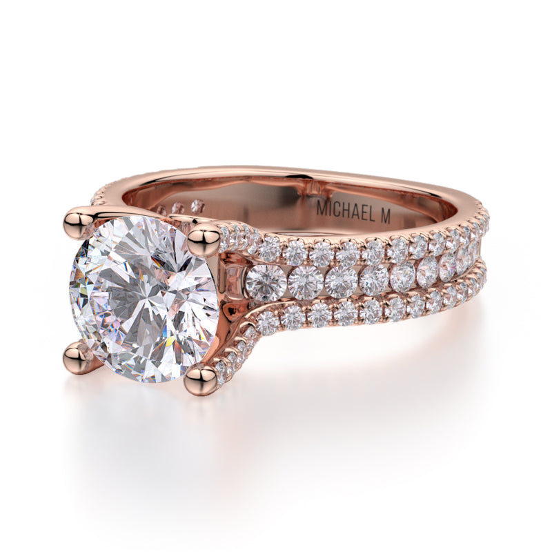 Michael M 18k Rose Gold Strada Engagement Ring