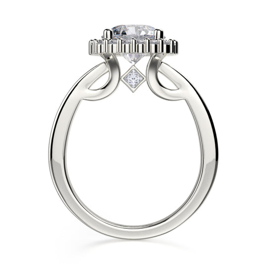 Michael M 18k White Gold Strada Diamond Halo Engagement Ring