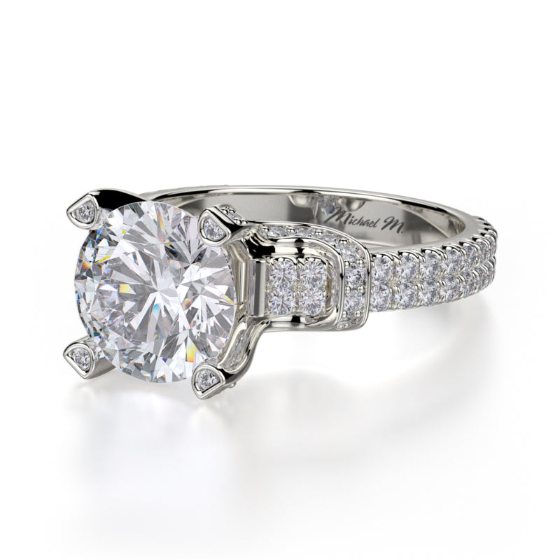 Michael M 18k White Gold Europa Engagement Ring