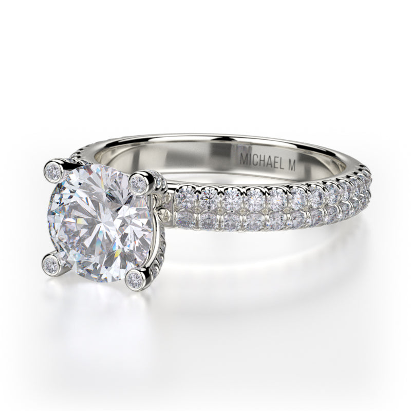 Michael M 18k White Gold Europa Engagement Ring