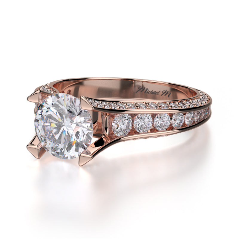 Michael M 18k Rose Gold Strada Engagement Ring