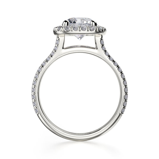 Michael M 18k White Gold Europa Diamond Halo Engagement Ring