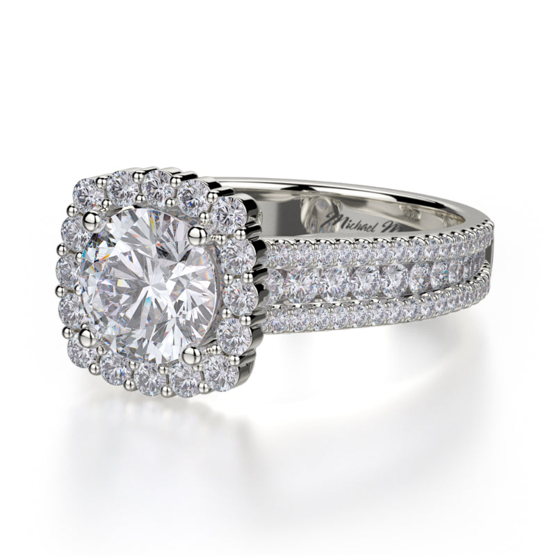 Michael M 18k White Gold Stella Engagement Ring