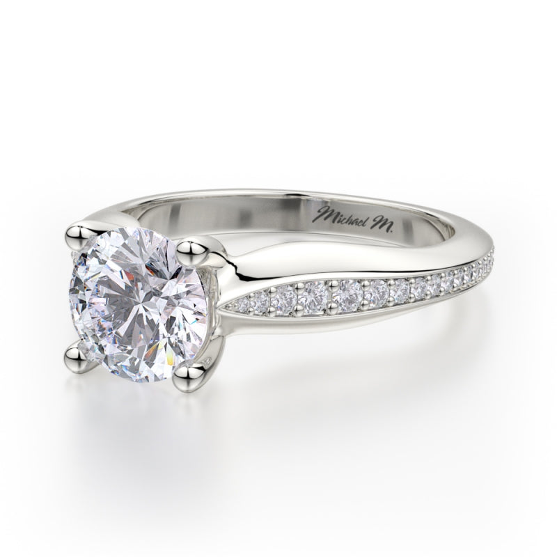 Michael M 18k White Gold Love Diamond Straight Engagement Ring