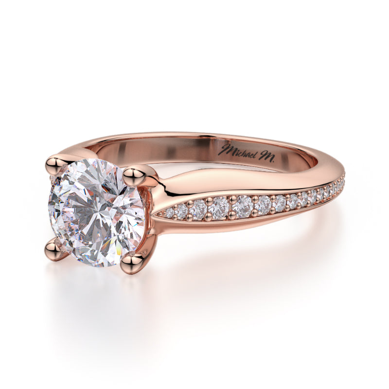 Michael M 18k Rose Gold Love Engagement Ring