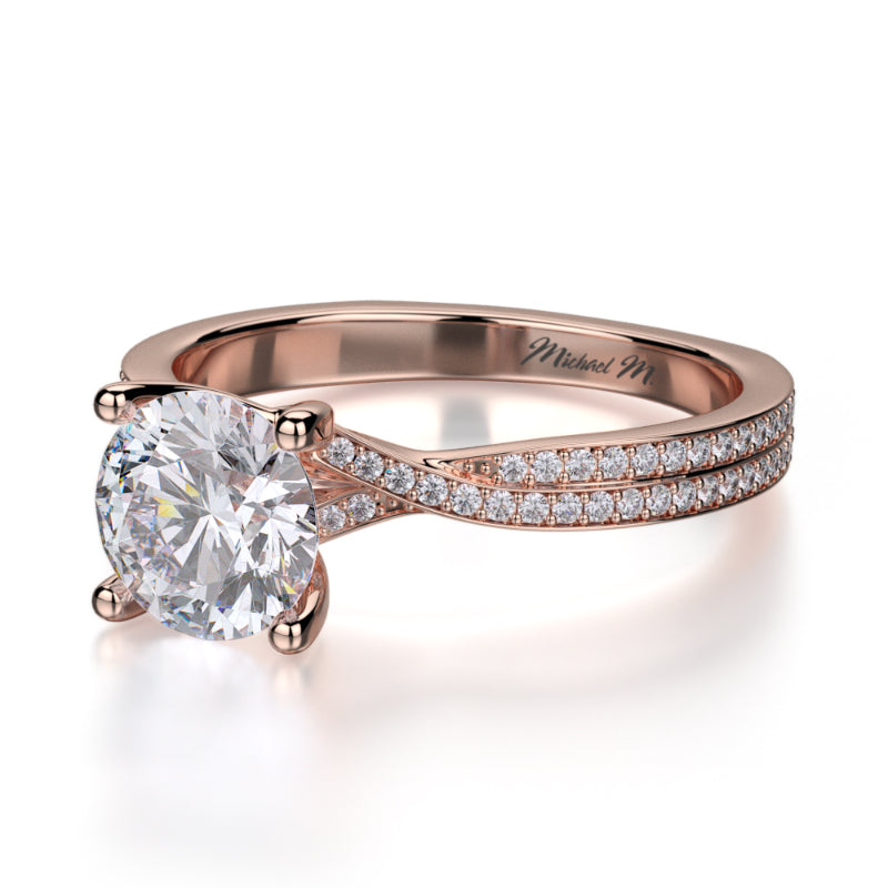 Michael M 18k Rose Gold Love Engagement Ring