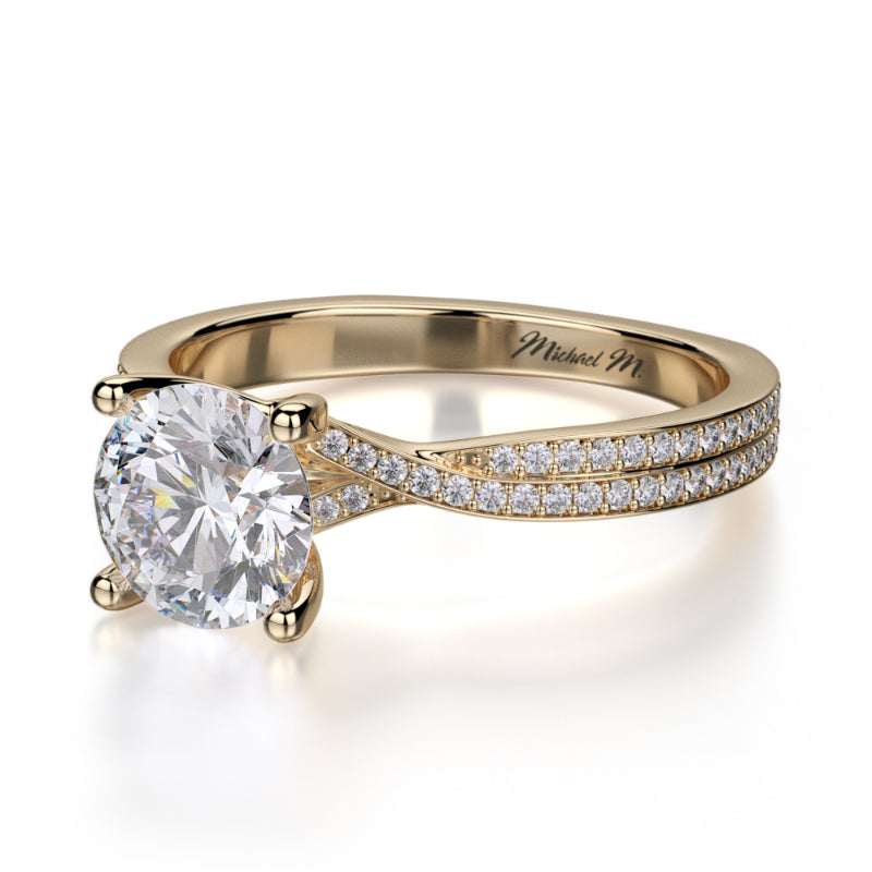 Michael M 18k Yellow Gold Love Engagement Ring