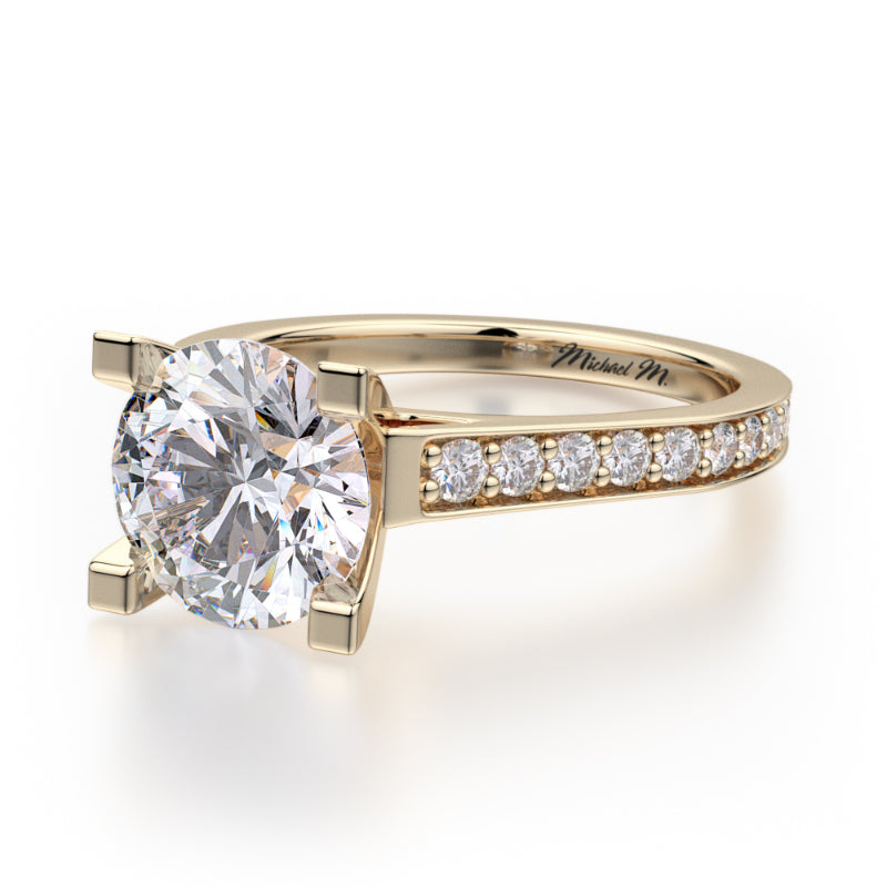 Michael M 18k Yellow Gold Love Engagement Ring
