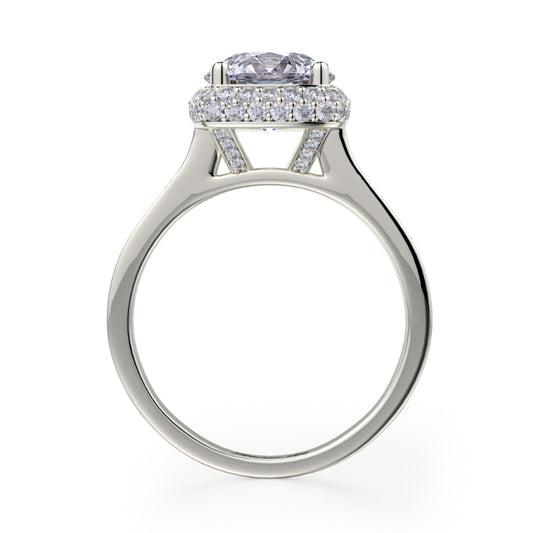 Michael M 18k White Gold Crown Engagement Ring
